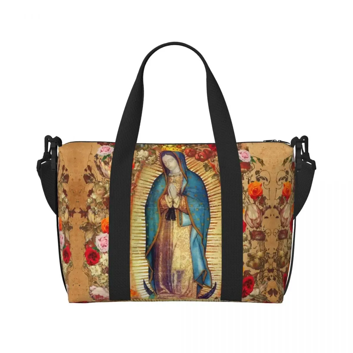 sac fourre-tout personnalisé vierge marie d'élissa upe pour femme, grande capacité, saint catholique du mexique, sacs de voyage pour salle de sport de plage