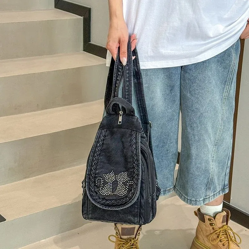 sacs à dos en jean tendance pour femmes, petits sacs de voyage, sacs à dos en jean pour femmes, sacs de poitrine pour femmes