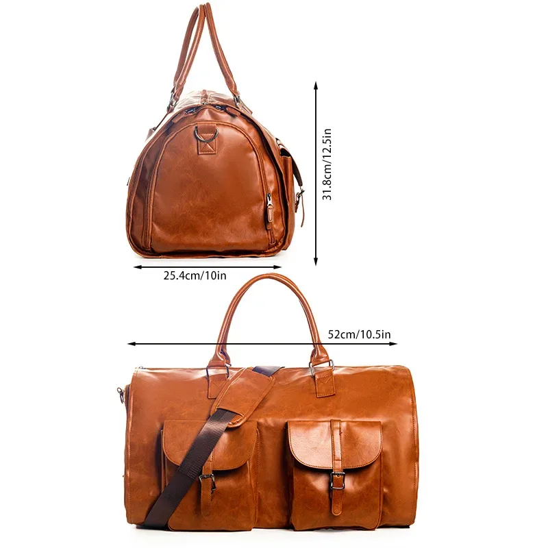 sac de sport en cuir pu de grande capacité, sac de sport multi-transport suspendu, sac à main d'affaires pliable et étanche, sac à bandoulière pour bagages de voyage
