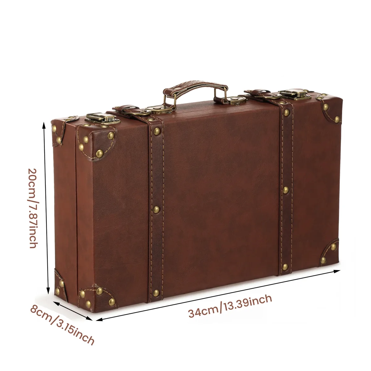 valise vintage en cuir, organisateur de vêtements, coffre portable, sac à main, ornement antique en bois, accessoire de transport, boîte de rangement