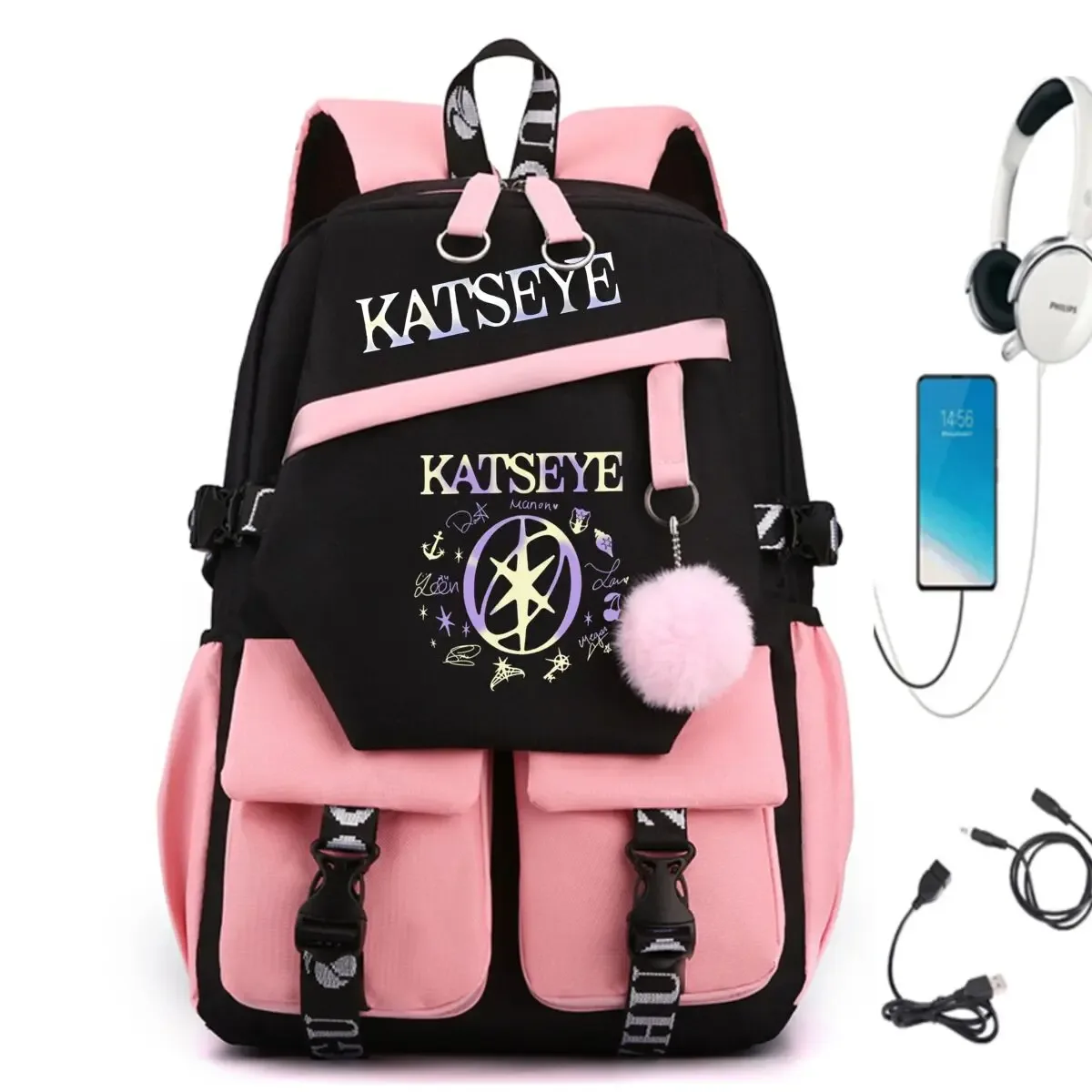 nouveau sac à dos katseye pour filles, sac à dos de loisirs pour étudiantes, sac à dos de voyage tendance coréen ulzzang, sac à dos pour ordinateur portable pour femmes