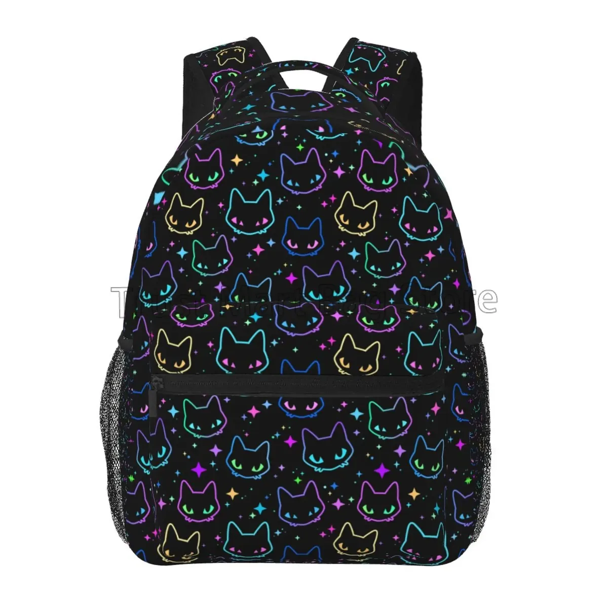 sac à dos têtes de chat colorées avec étoile brillante pour filles et garçons, cartable léger pour étudiants, sac à dos de voyage pour ordinateur portable, sac à dos de randonnée