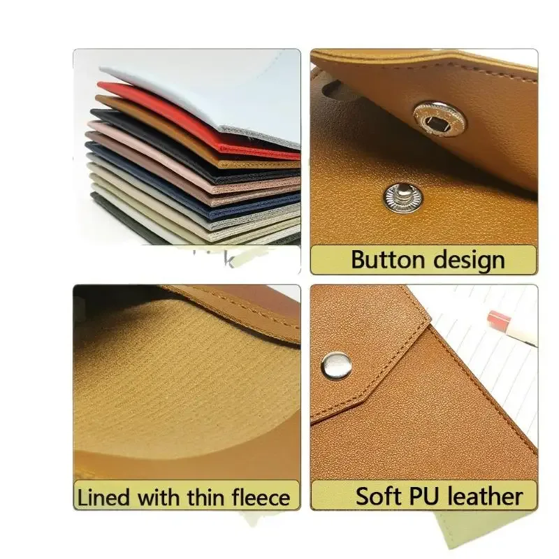 étui à crayons en cuir pu, sac de rangement pour étudiants, sac portable pour lunettes et papeterie, sac de rangement pour stylos de bureau grande capacité.