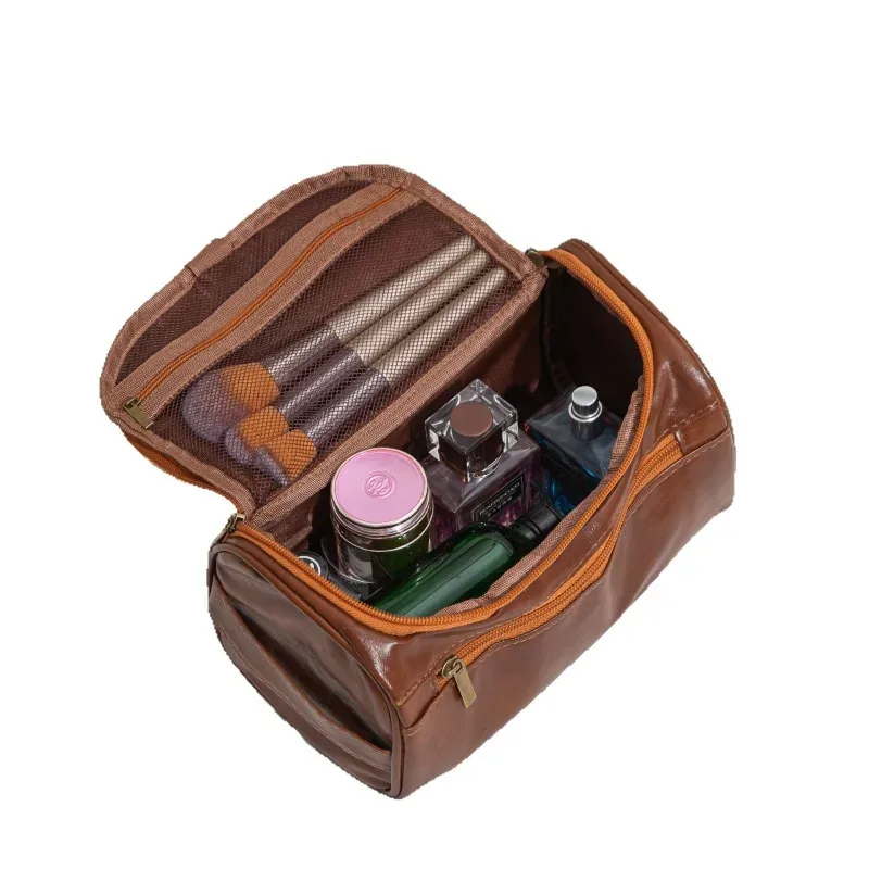 trousse de toilette en cuir pour hommes et femmes, trousse de toilette suspendue pour hommes, trousse de toilette de voyage, grande trousse à cosmétiques pour voyage
