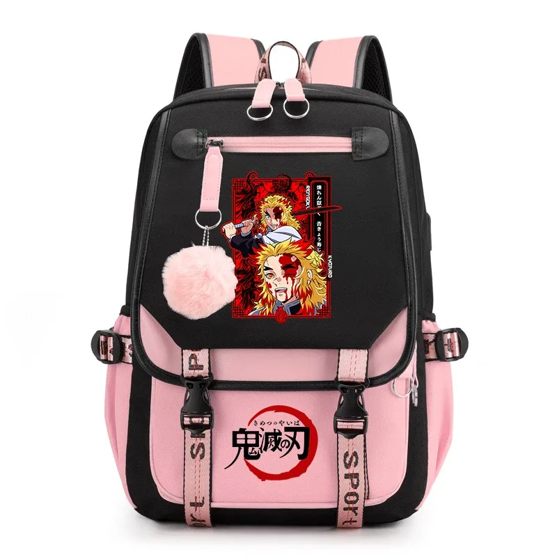 sac à dos imprimé demon slayer anime pour filles, sac à dos d'école décontracté, sac à dos de voyage léger pour adolescents