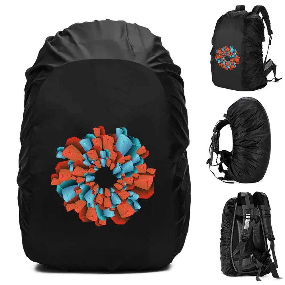 housse de pluie imperméable pour sac à dos, accessoires de voyage, motif 3d imprimé, portable pour l'extérieur, 20l-70l, pour randonnée et escalade