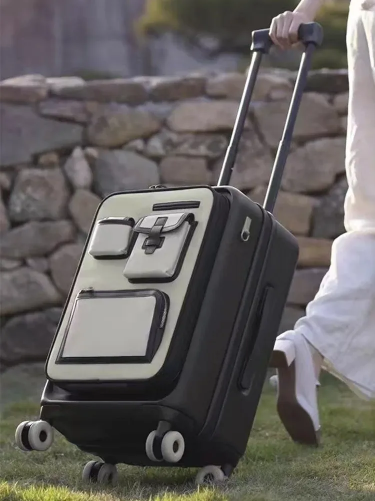 valise à main extensible à ouverture frontale de 20 pouces, avec roulettes et serrure tsa, bagage d'affaires au design de luxe