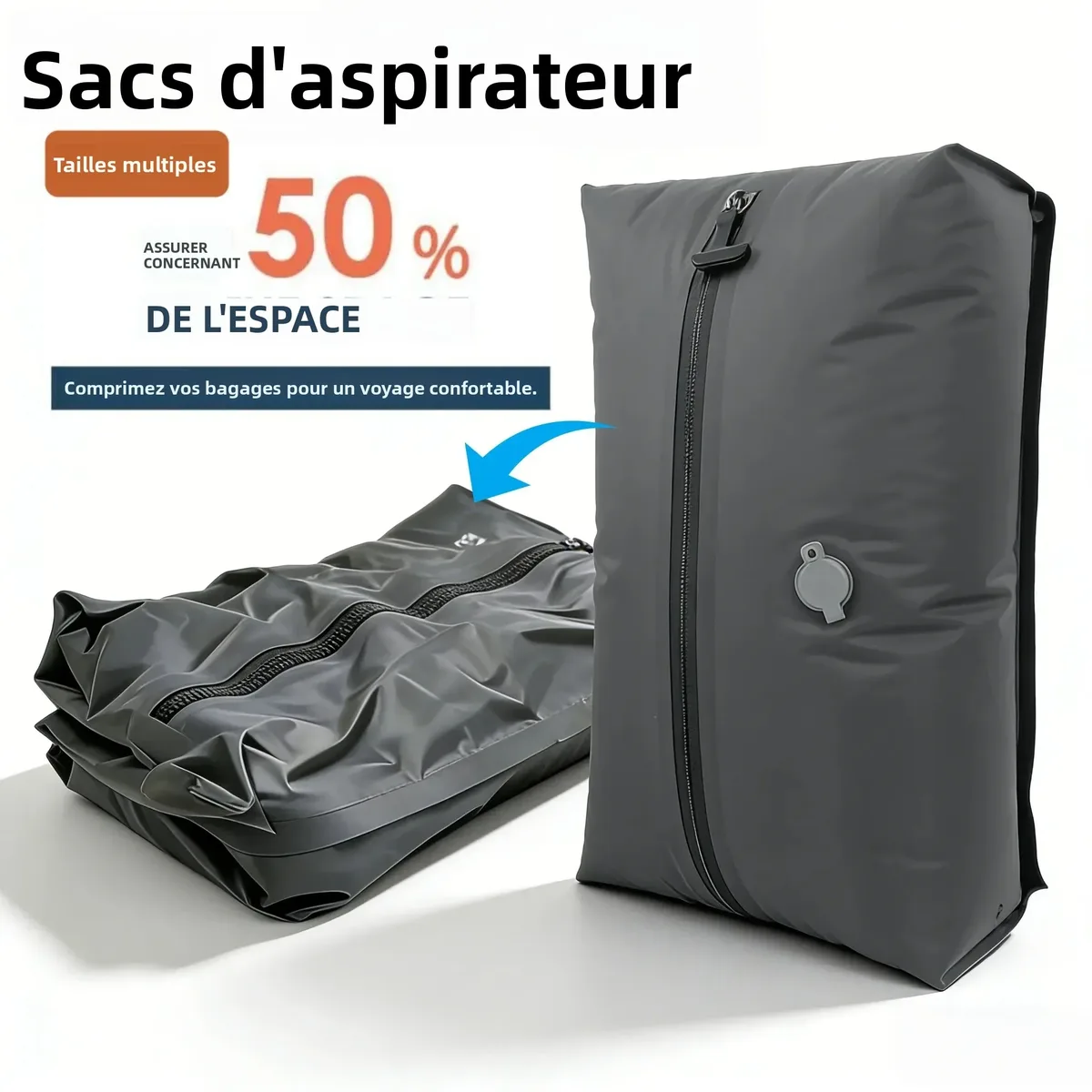 lot de  sacs de compression sous vide tpu (9l-41l), etanches ip67, materiau tpu de qualite alimentaire + tissu