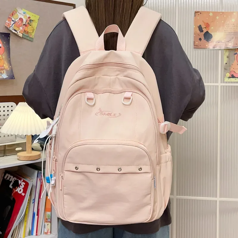 sac à dos brodé avec lettres, grande capacité, léger, respirant, cartable d'école pour étudiants, sac de voyage de loisirs, sac à dos pour fille, sac pour ordinateur portable