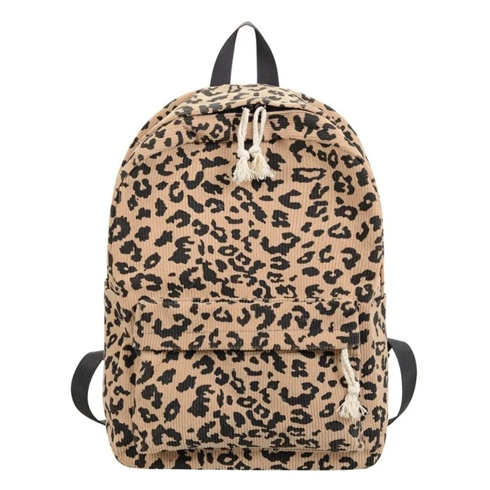 sac à dos léger en velours côtelé à imprimé léopard, style harajuku, pour étudiants, avec bretelles réglables, style coréen