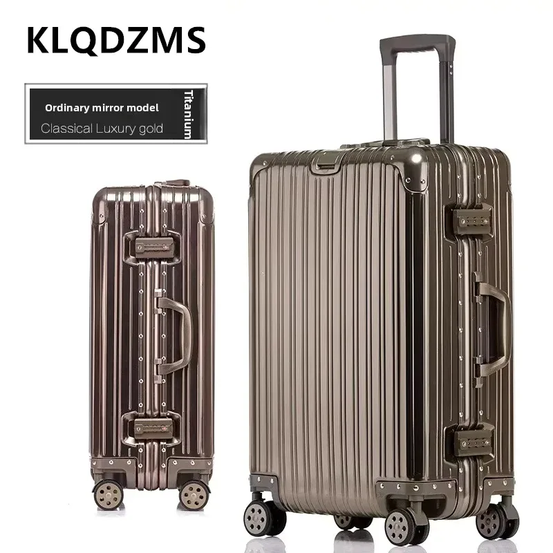 klqdzms – bagages allemands en alliage d'aluminium et de magnésium, valise de cabine de 20 pouces, grande capacité de 28 pouces, valise de voyage en cuir pour affaires
