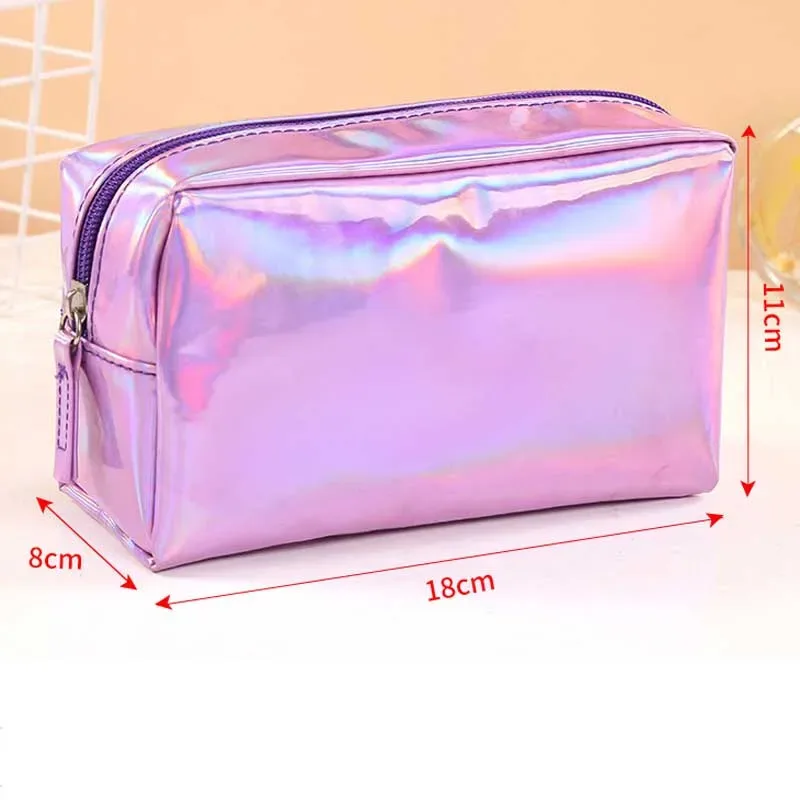 nouveau sac à cosmétiques laser de couleur unie ins wind, sac de rangement de lavage portable, sac cadeau de maquillage, pochette de maquillage, organisateur de cosmétiques de voyage