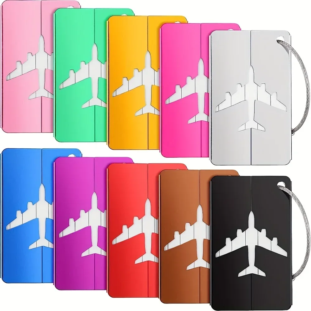étiquette de bagage en aluminium durable, 5 pièces, anneau en acier antivol, conception d'identification de bagages, étiquette de écharpe d'enregistrement d'avion