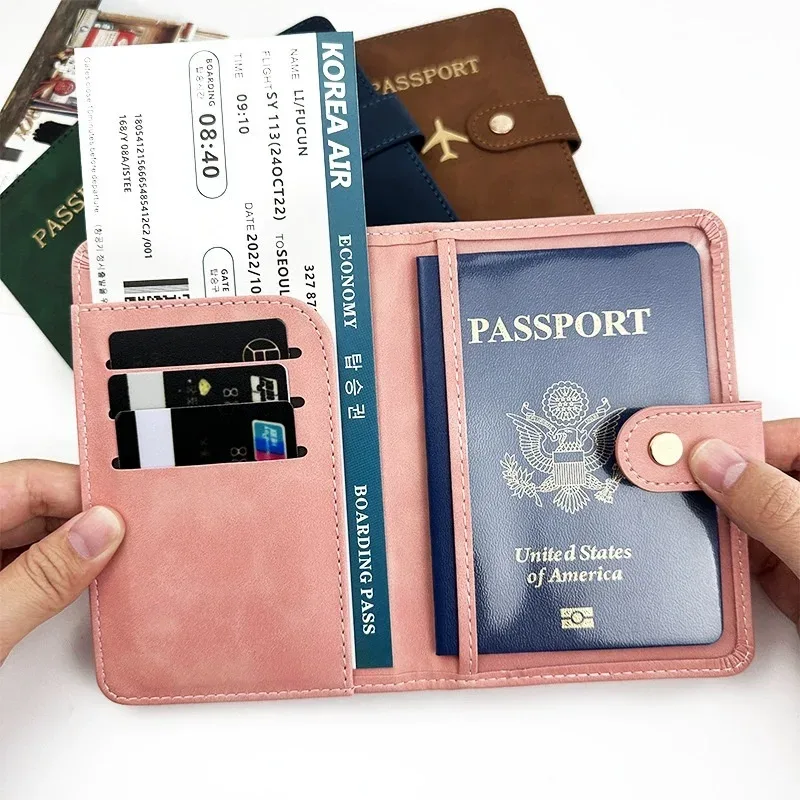 porte-passeport en cuir pu imprimé avion pour hommes et femmes avec poche zippée et emplacement pour carte sim, portefeuille pour documents de voyage