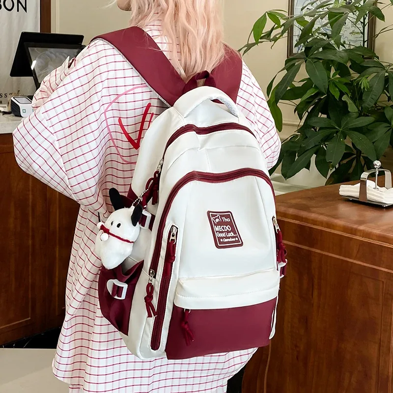 sac à dos simple et élégant à blocs de couleur, léger et de grande capacité pour étudiants, pour réduire la charge de travail et les trajets scolaires
