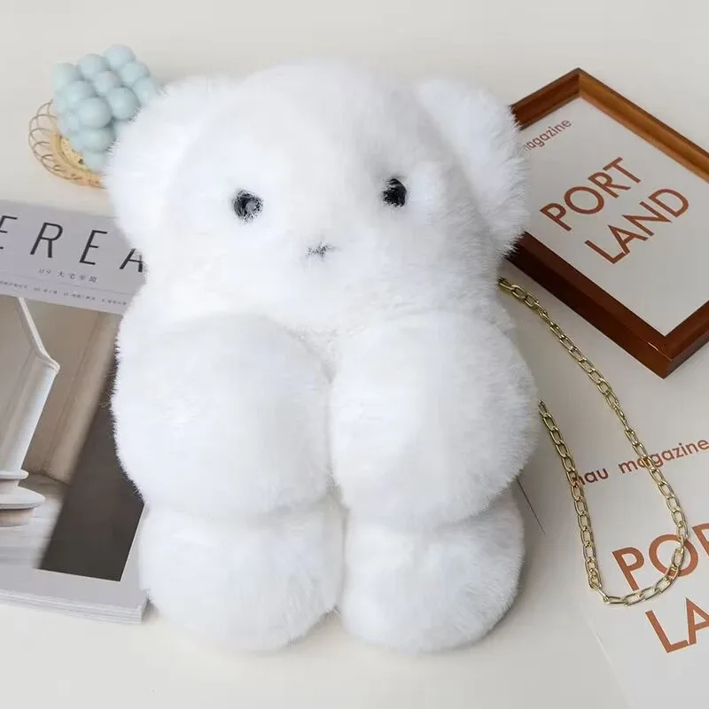 nouveau ours en peluche sac à dos à bandoulière fille sac de messager créatif mignon sac à chaîne belle moelleux fille dessin animé sac