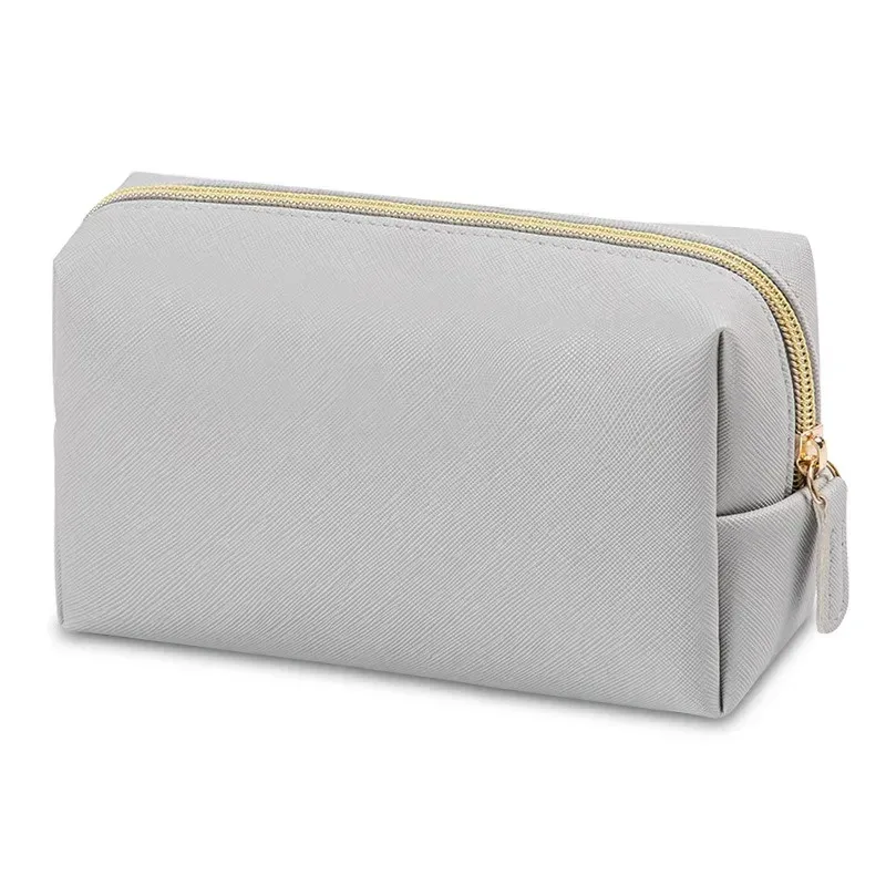 trousse de maquillage brodée personnalisée, portable en cuir pu saffiano, kits de cosmétiques de toilette imperméables pour hommes et femmes, logo avec nom personnalisé
