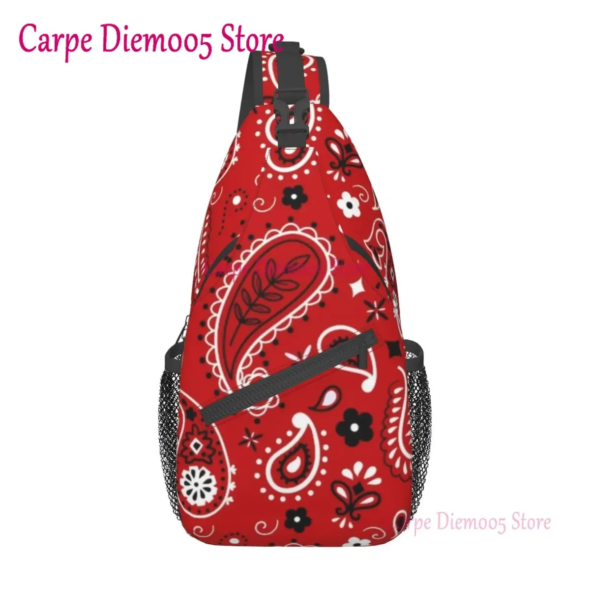 sac à dos bandana paisley chicano noir et blanc pour hommes, sac à bandoulière pour la randonnée