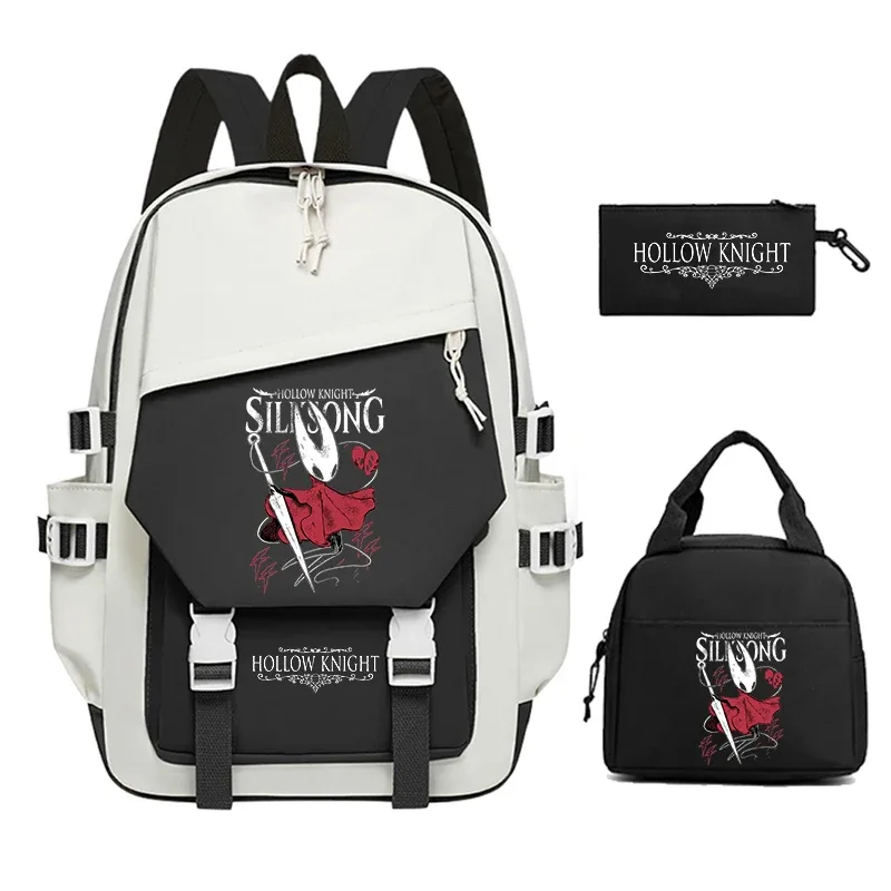 ensemble de 3 sacs à dos pour enfants, sacs d'école imprimés hollow knight, sacs à dos de grande capacité pour adolescents garçons, sac à dos décontracté pour ordinateur portable