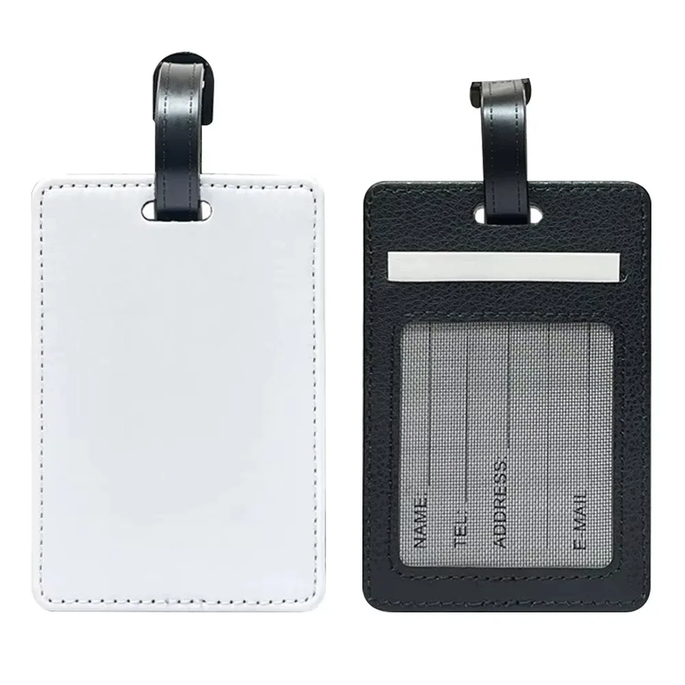 étiquettes de bagage personnalisées en cuir pu avec photo, étiquettes d'identification étanches avec image, pour voyage d'affaires, en cuir haut de gamme, pour carte d'embarquement