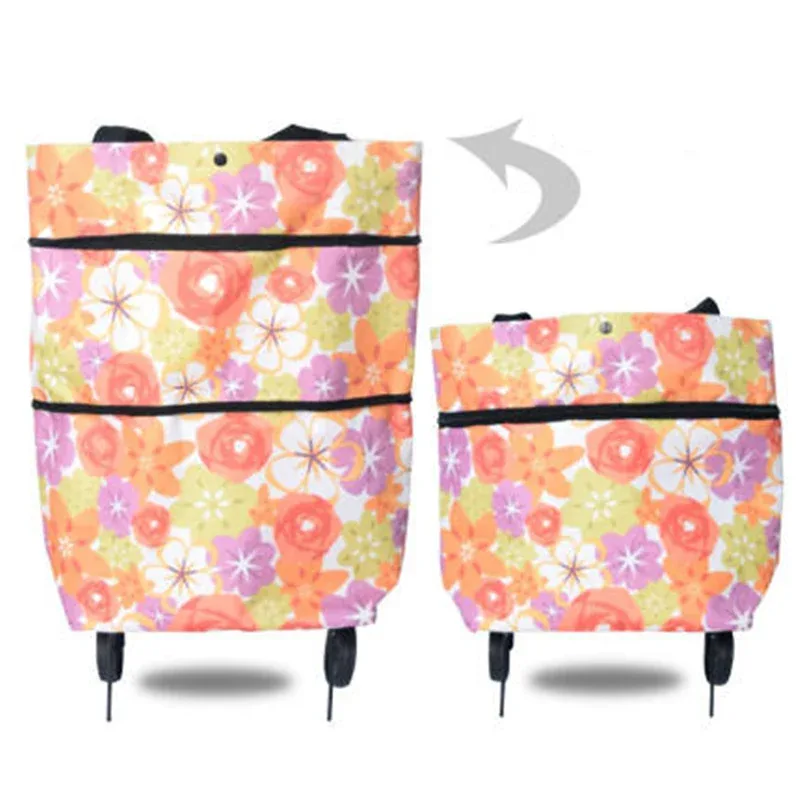 sac à roulettes, sac à roulettes, sacs à provisions pliants, achat de légumes, paquet de traction, petit chariot à traction, organisateur de courses portable