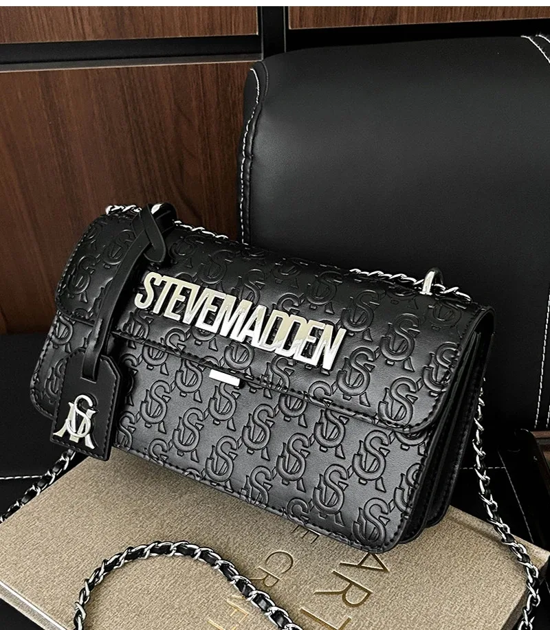 nouveau sac à main carré à chaîne steve madden 2026, sac à bandoulière simple et tendance de haute qualité, sac porté croisé