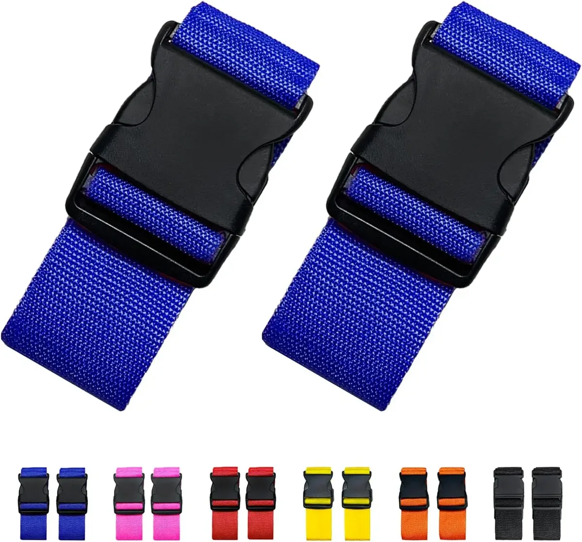 sangles de bagages réglables de couleur vive, lot de 2, ceintures de valise robustes, accessoires de sac de voyage (120-200cm x 2.5cm)