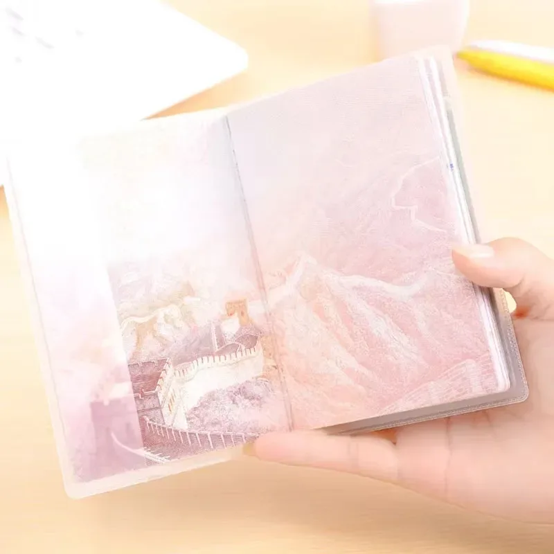 housse de passeport transparente givrée, étui de protection pour carte d'identité, organisateur de documents, pochette de voyage quotidienne