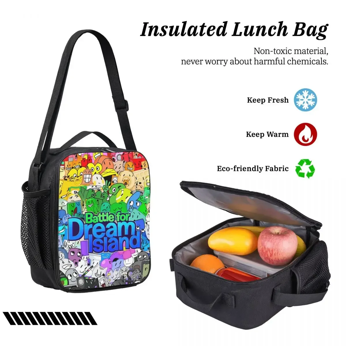 bfdi cast sac à dos étudiant garçons filles bookbag sac d'école ordinateur sacs à bandoulière 3ps sac à déjeuner isolé trousse à crayons