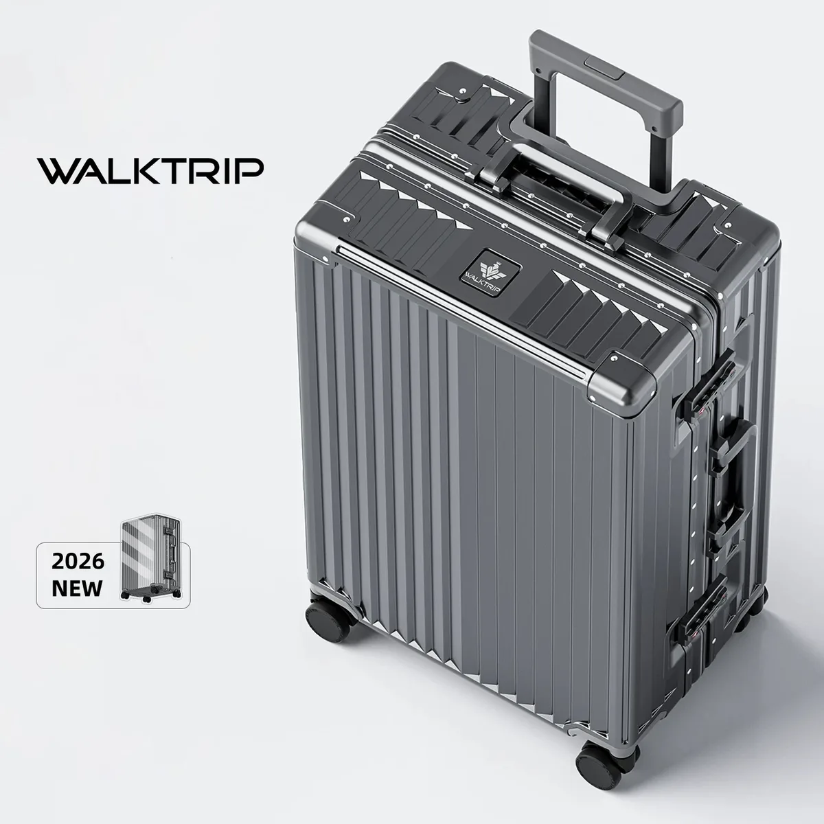 nouvelle valise de luxe 2026 en pc rigide avec cadre en aluminium, serrure tsa, bagage à roulettes pour femme, tailles 20/24/26/28 pouces
