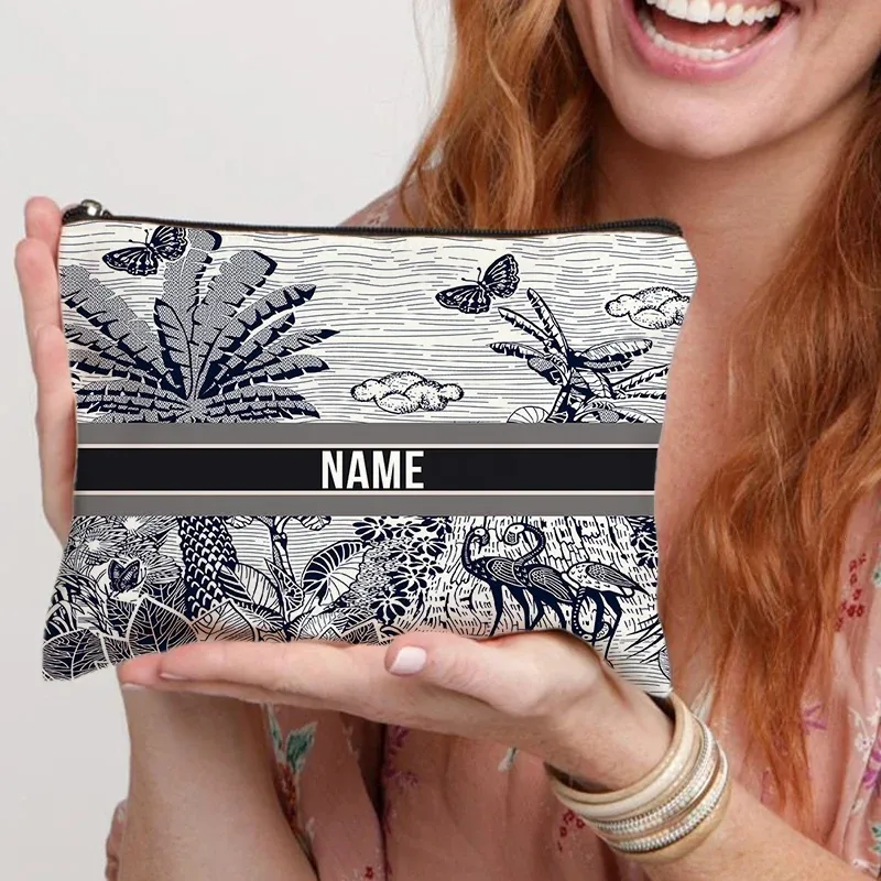 trousse de maquillage personnalisée pour femmes, cadeau pour enseignant(e) scolaire, trousse à crayons personnalisée, trousse à cosmétiques magnifique avec nom pour femme