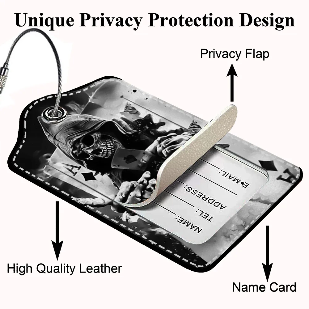 hot sale horror pattern leather business luggage tag suitcase address label luggage boarding case label name id address clip