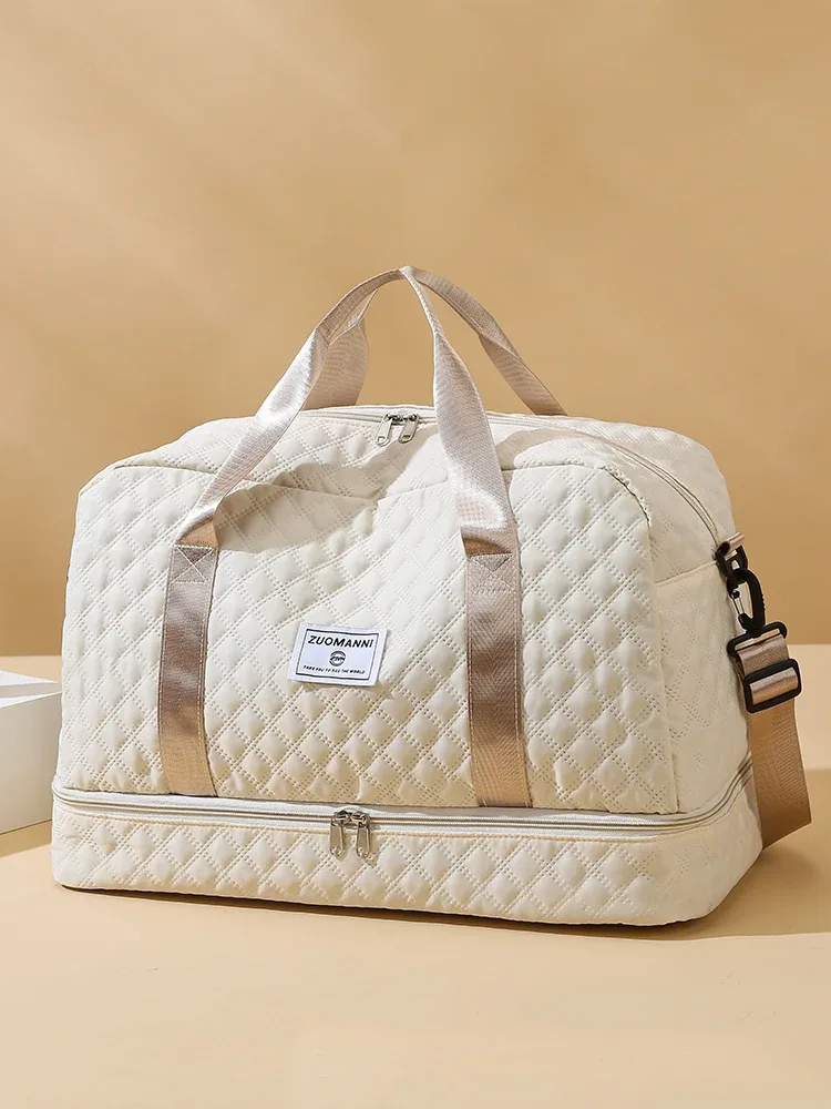 Sac de voyage léger en latex rhombique, sac de rangement portable de grande capacité pour le sport et le fitness, sac de week-end de nuit