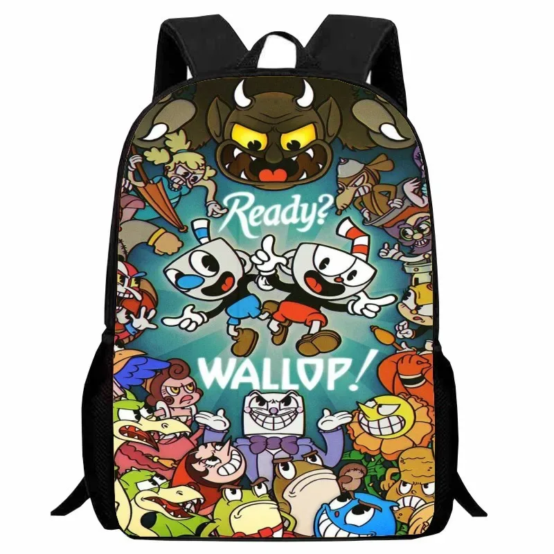 cuphead étudiant sac à dos dessin animé tasse à thé tête sac à dos léger 123 qualité garçons et filles