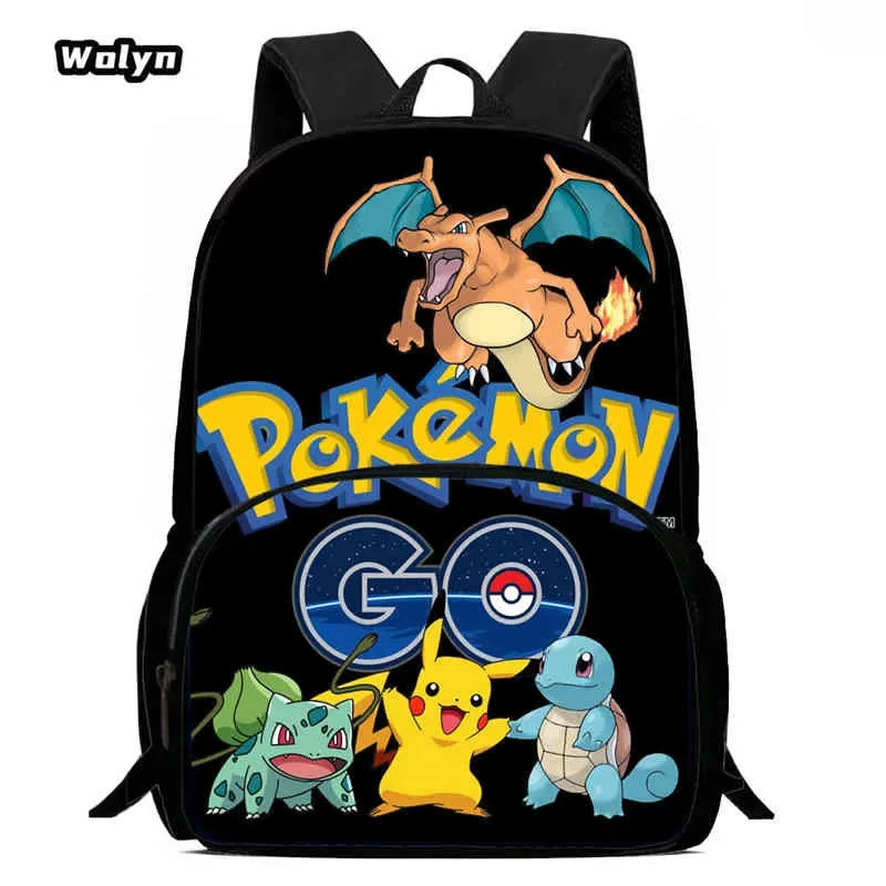 sac à dos scolaire pour enfants avec poche avant pour les 6-10 ans, sac d'école imprimé anime pokermom de grande capacité pour garçons et filles