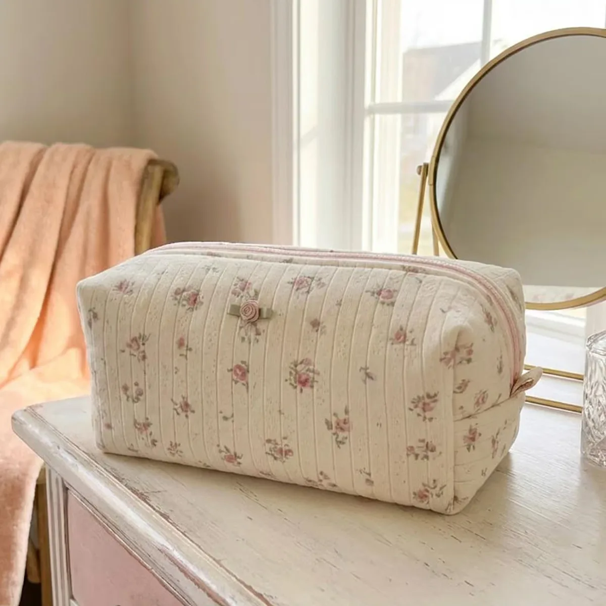 trousse de maquillage portable avec fermeture éclair et plusieurs compartiments, organiseur de crayons, organiseur de maquillage cosmétique, grande capacité pour femmes et filles