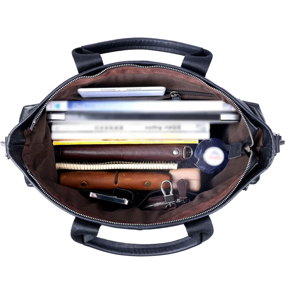 brifecase – sacs pour ordinateur portable en cuir véritable pour hommes, 15 pouces, sac à main simple en cuir de vache tanné végétal, style décontracté à la mode