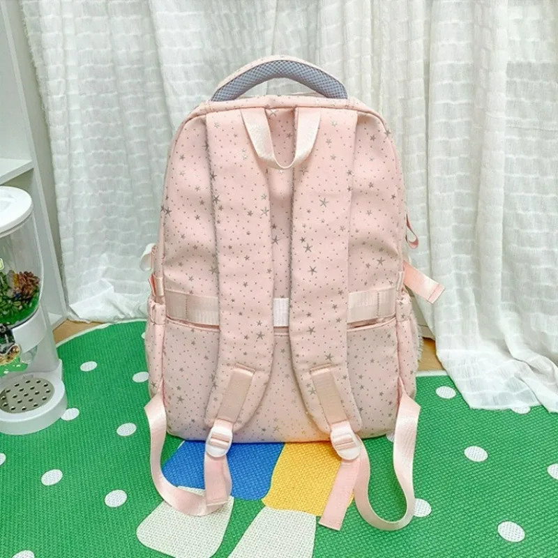 sac à dos de grande capacité de couleur unie, multifonctionnel, léger, respirant, sac d'école pour étudiants, sac à dos de voyage à la mode avec imprimé étoile