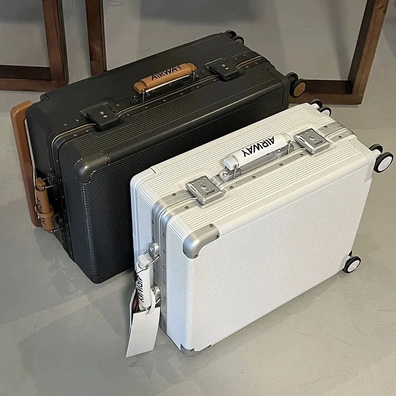 nouvelle valise à roulettes de haute qualité pour femmes et hommes, avec cadre en aluminium, grande capacité, tige de traction large, 20, 24, 26, 28 pouces
