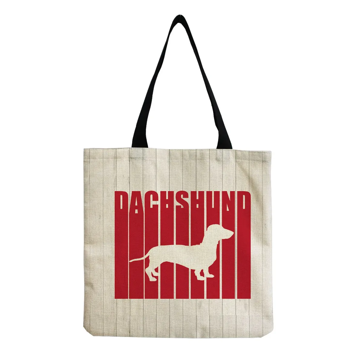 sac à bandoulière pour femme motif chien saucisse mignon, sac fourre-tout rétro littéraire, sac à main simple grande capacité, sac de shopping décontracté pour femme, vintage