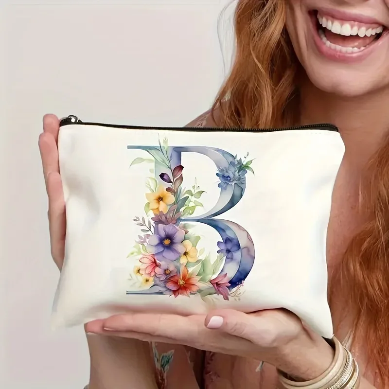 trousse de maquillage pour femme a-z lettre motif créatif sacs de maquillage sac de rangement sacs à fermeture éclair pochette de maquillage