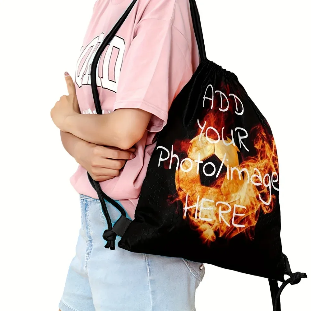 Sac à cordon personnalisé avec photo, 1 pièce - Sac de sport léger pour voyage, sac de gym, sac à dos de rangement, cadeau de rentrée scolaire