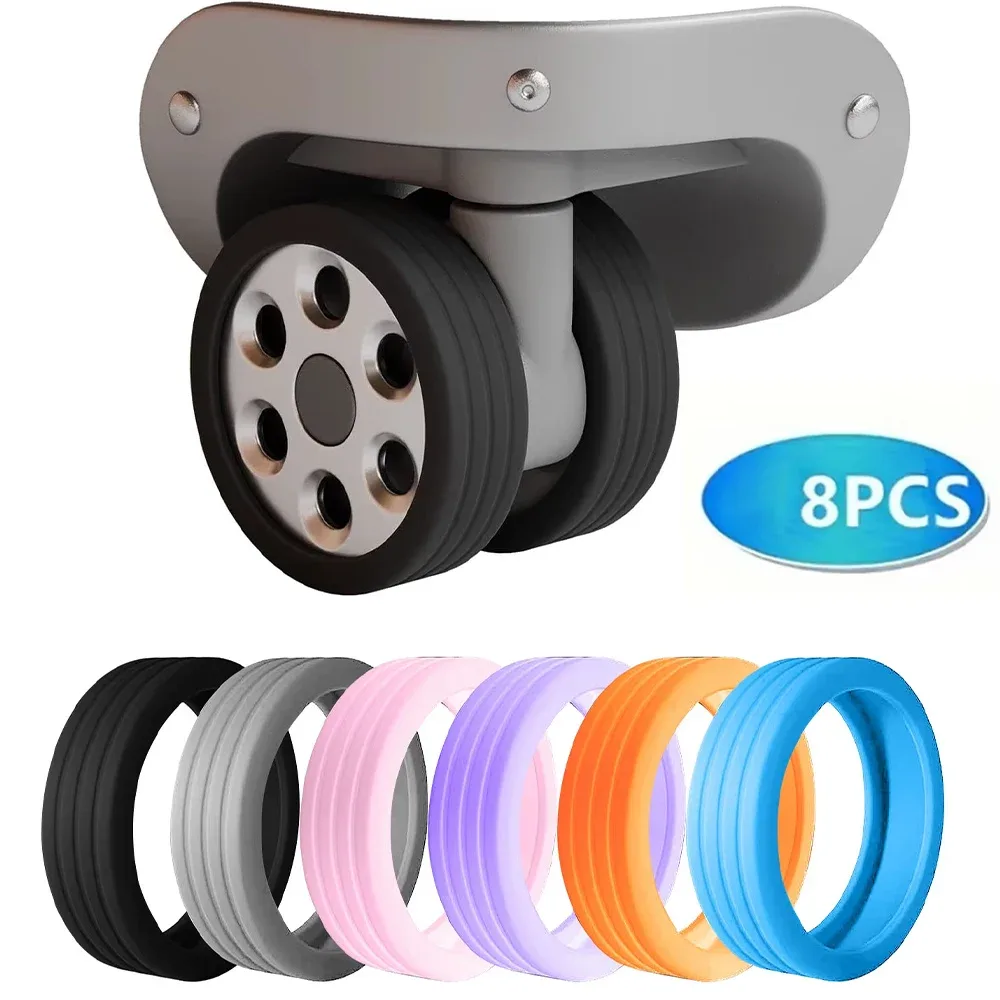 8 pièces housses de roues de bagages en silicone protecteurs de roulettes de valise réduire le bruit boîte de 