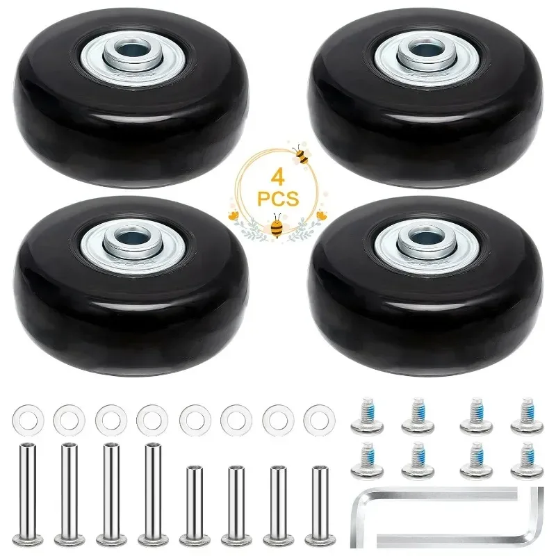 4 roues de remplacement pour valise 50x18mm, kit de réparation de roues de valise en caoutchouc, roues de valise robustes de remplacement (noir)