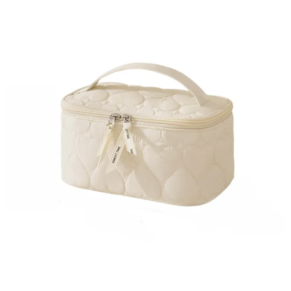 grande trousse de maquillage pour femmes, imprimé cœur, imperméable, sac de toilette de voyage, sac de rangement pour cosmétiques à double fermeture éclair, portable
