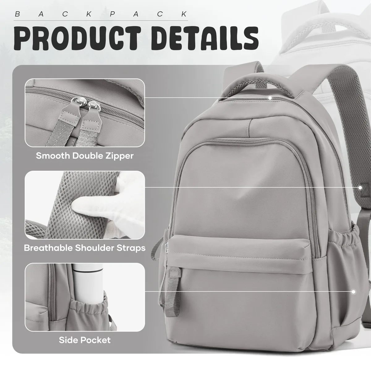 sac à dos scolaire pour adolescentes, sacs à livres décontractés imperméables, sac de jour de voyage léger, sac à dos universitaire basique pour ordinateur portable pour femme