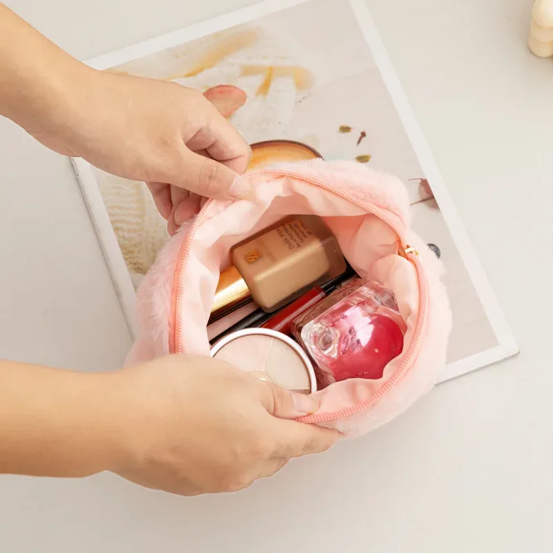 sac à cosmétiques en peluche pour filles, sac de rangement de grande capacité, porte-poudres de maquillage, cadeau pour filles, école coréenne, étudiant