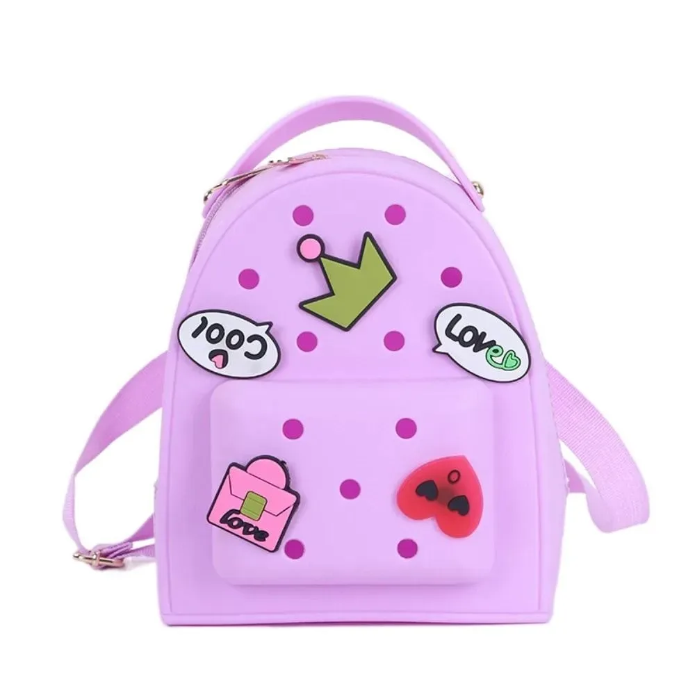 sac à dos en silicone à bretelles réglables, dessin animé, fermeture éclair, étanche, durable, doux, pour la maternelle, pour dames