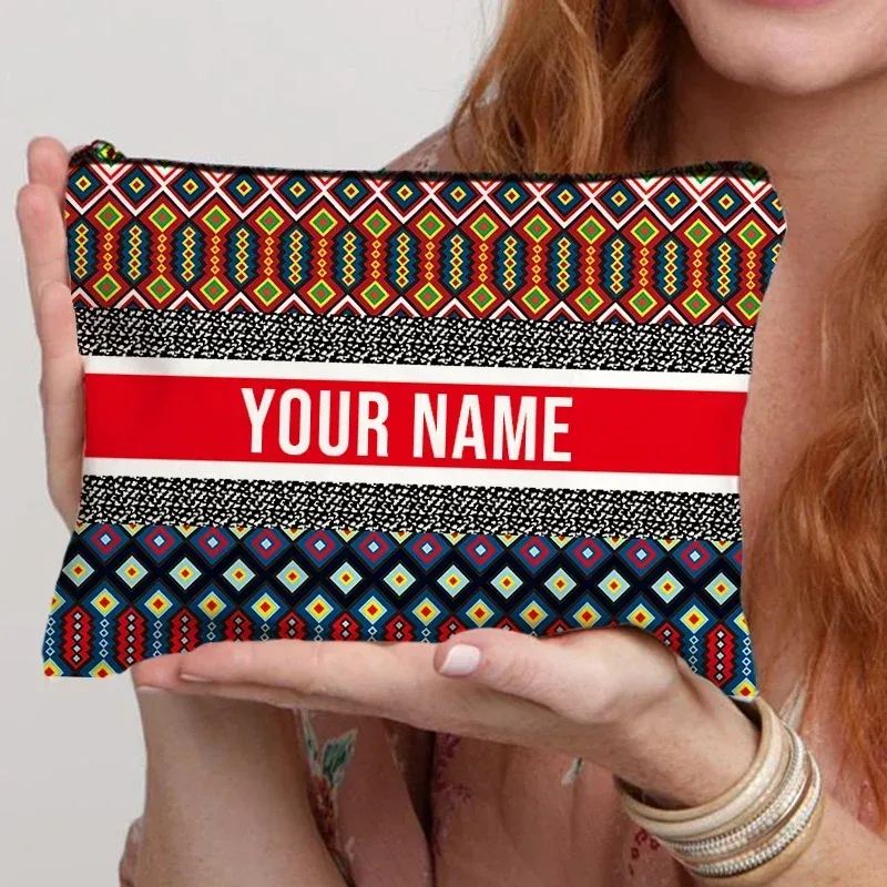 organisateur de cosmétiques de voyage avec nom personnalisé, pochette de rangement pour fournitures de bureau pour femmes, sac de maquillage en toile cadeau personnalisé, trousse à crayons