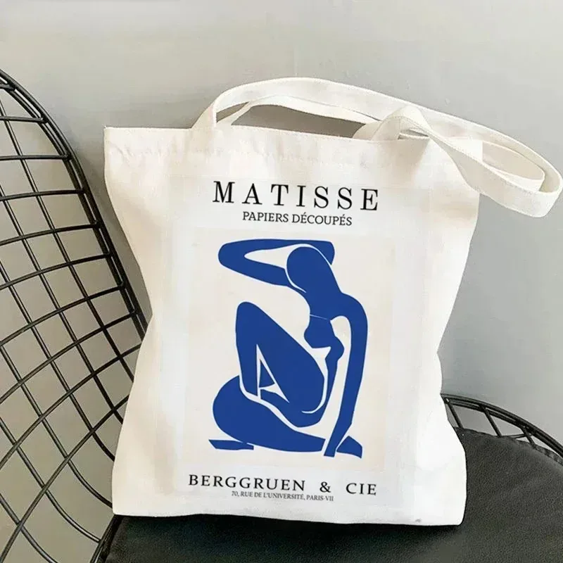 sac fourre-tout en toile artistique matisse the pink studio, durable, écologique, pour le travail, l'école, les courses, les trajets quotidiens, le yoga, sac à main à bandoulière